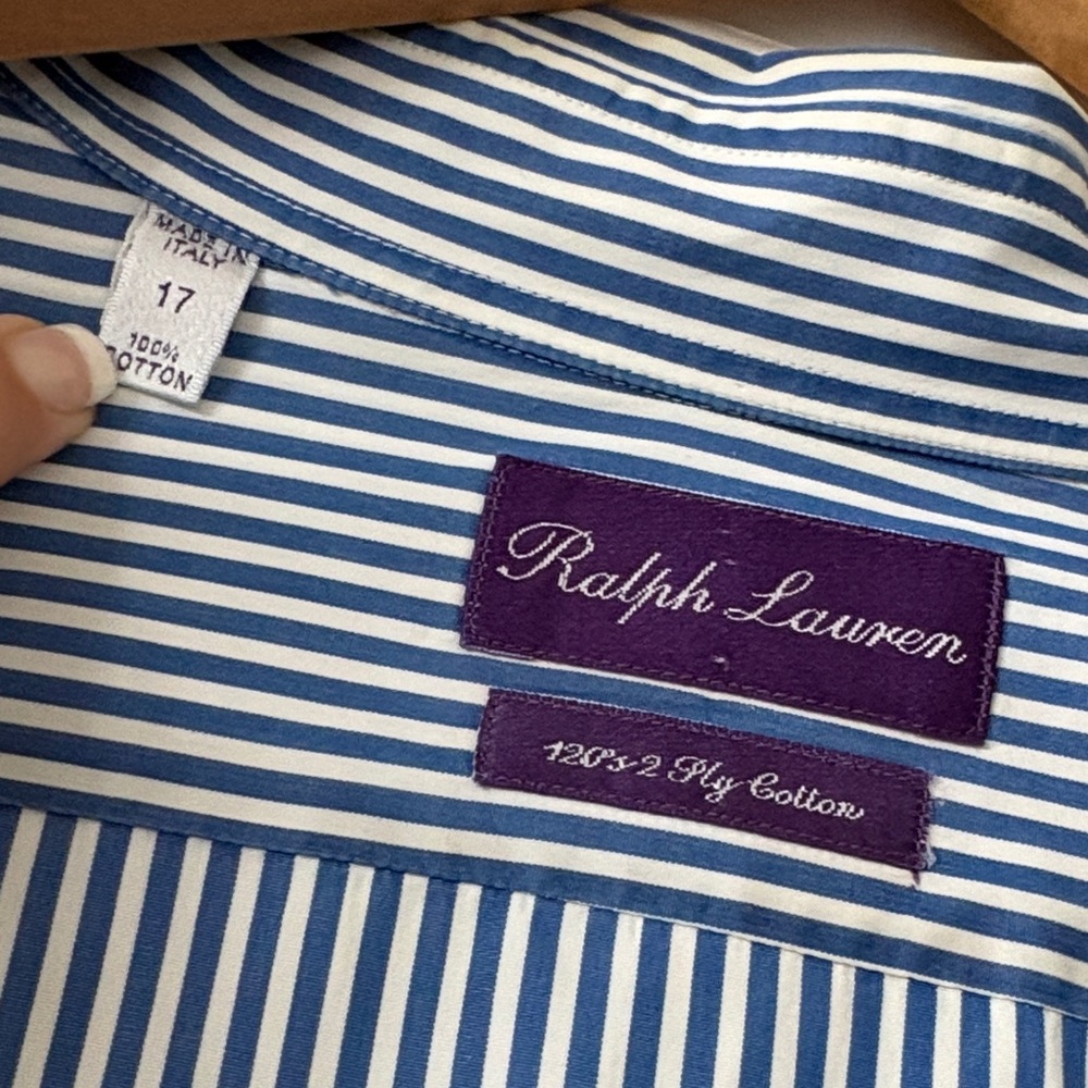 Ralph Lauren Classic Blue and White Shirt - Picture 3 of 4